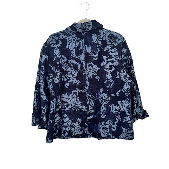 Chicos Blue Floral Embroidered Blazer Jacket Office Boho Preppy Womens 3 US XL - Picture 5 of 5